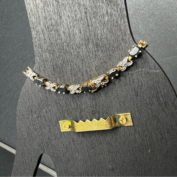 OG Gold Overlay Blue Topaz Gemstone Bracelet - Picture 7 of 8